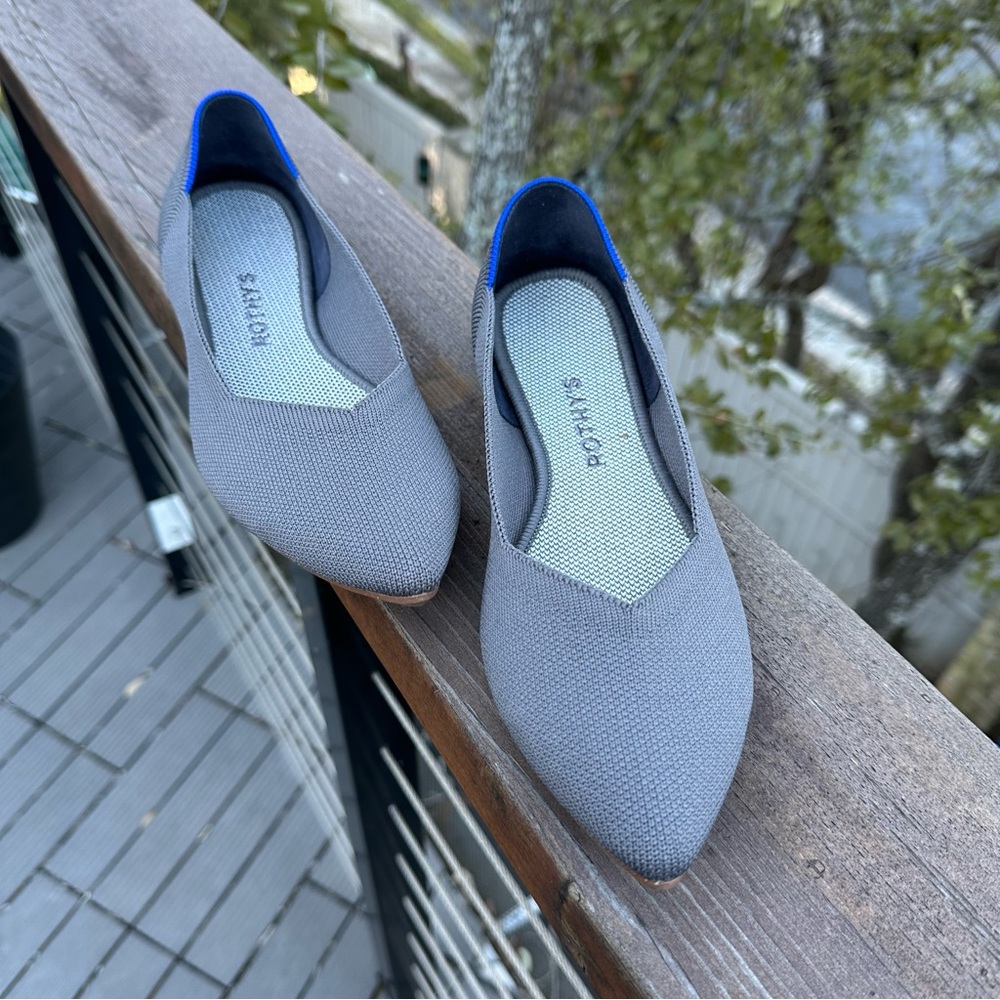 Rothy’s flats in pebble gray